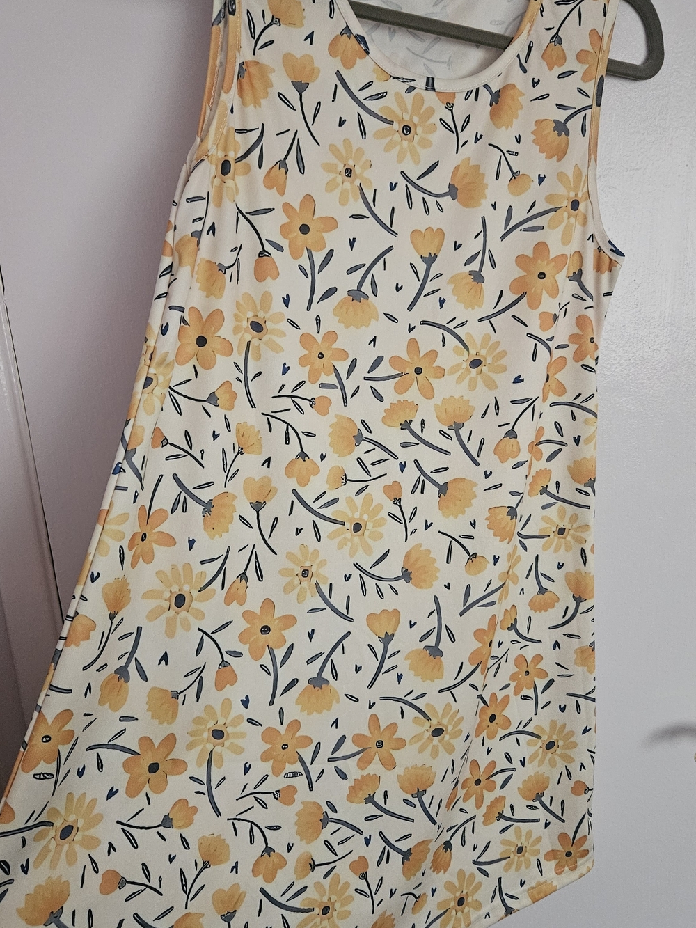 Sleeveless Yellow Floral A-Line Dress - Women Midi- Light Weight.